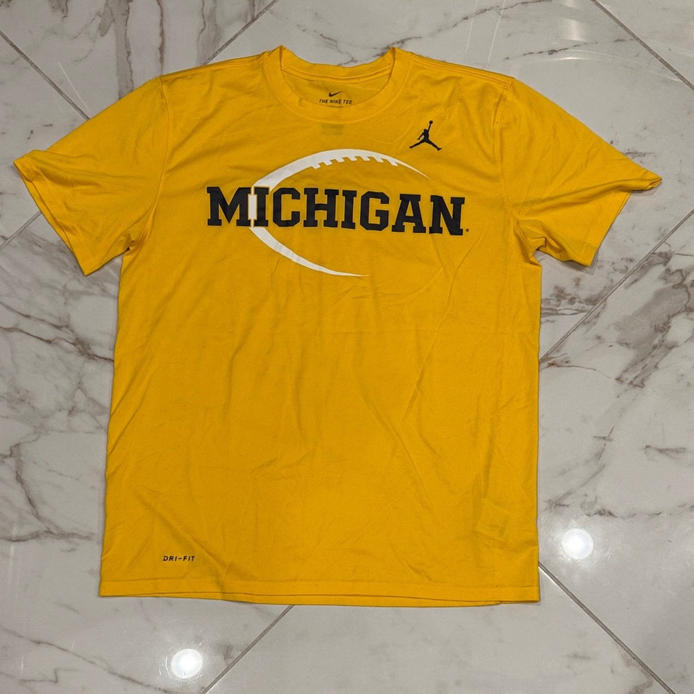 Jordan Yellow Michigan Football Logo Tee